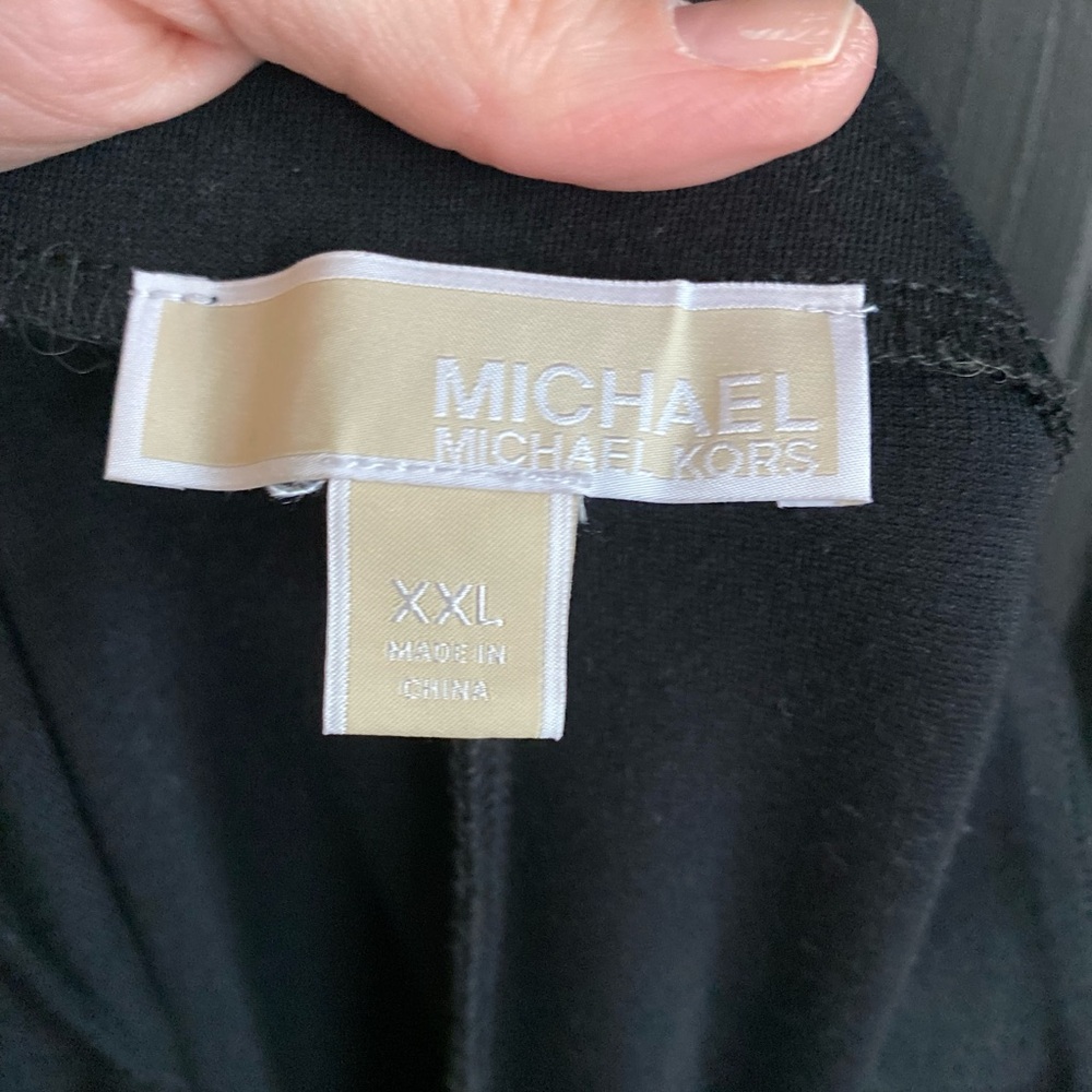 Michael Kors Women's Black Mixed-Media Faux-Leather Gold Leggings Pants-Size XXL - Picture 7 of 8